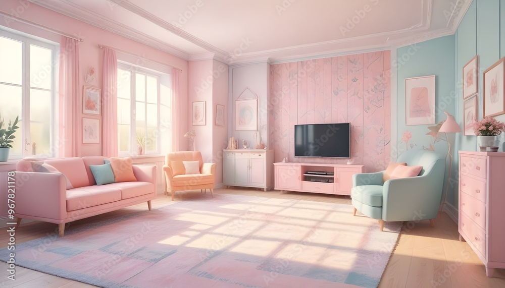 Photo interior modern design room 3d illustration; Photo interior modern design room 3d illustration;