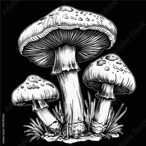 mushrooms white and black
