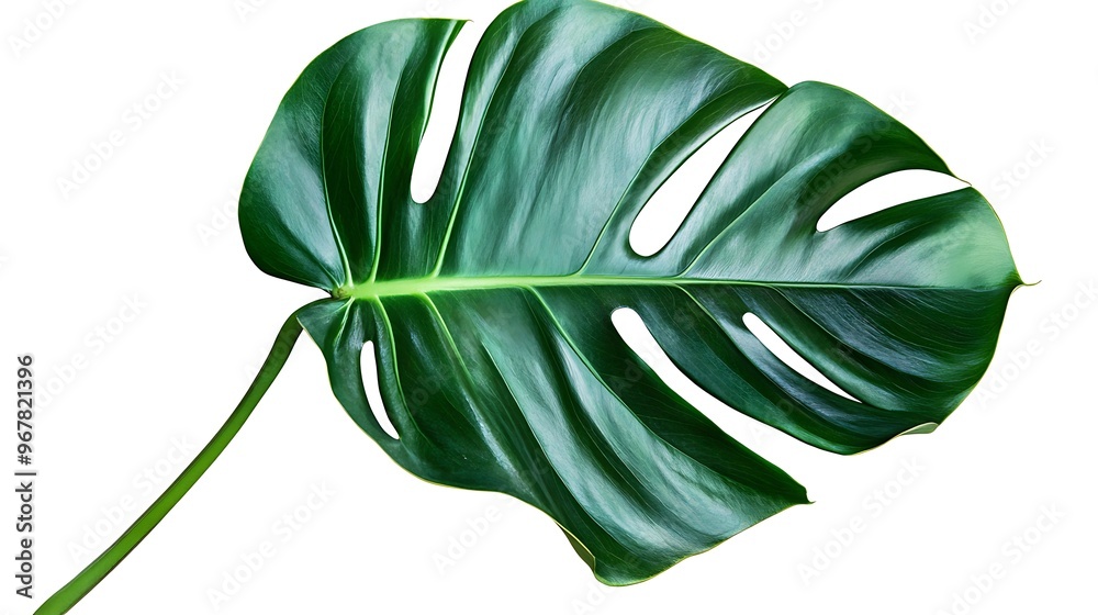 Obraz premium Green Monstera Leaf Isolated on White