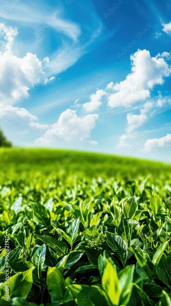 Vibrant green field under a clear blue sky with fluffy clouds, showcasing nature's beauty and tranquility. Vibrant green field under a clear blue sky with fluffy clouds, showcasing nature's beauty and tranquility.