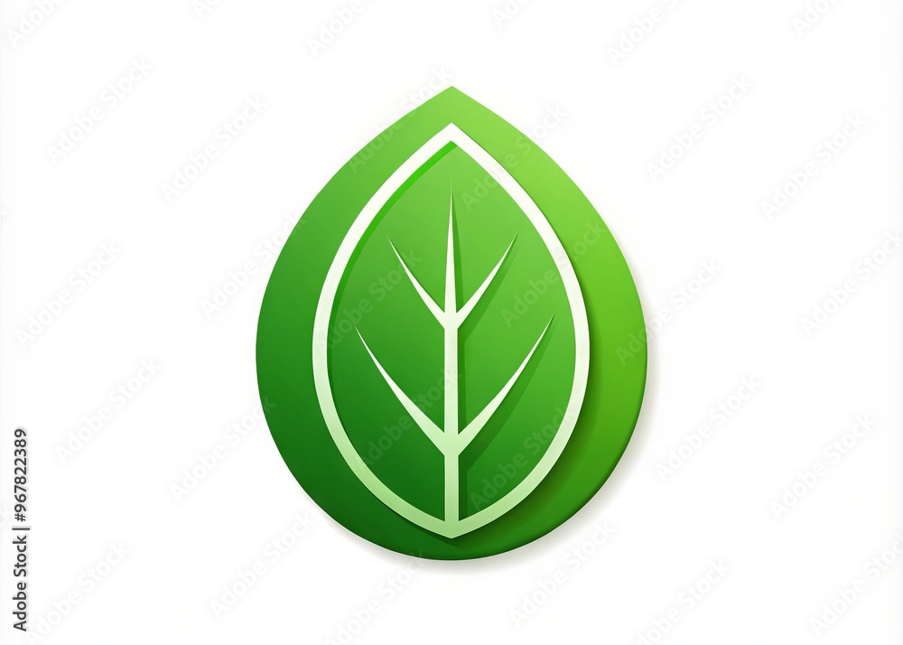Green Leaf Shaped Logo With Rounded Edges Against A White Backdrop Green Leaf Shaped Logo With Rounded Edges Against A White Backdrop