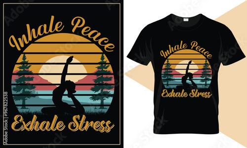 Inhale peace exhale stress Yoga t shirt design, best selling online yoga t shirt design template for ladies and man