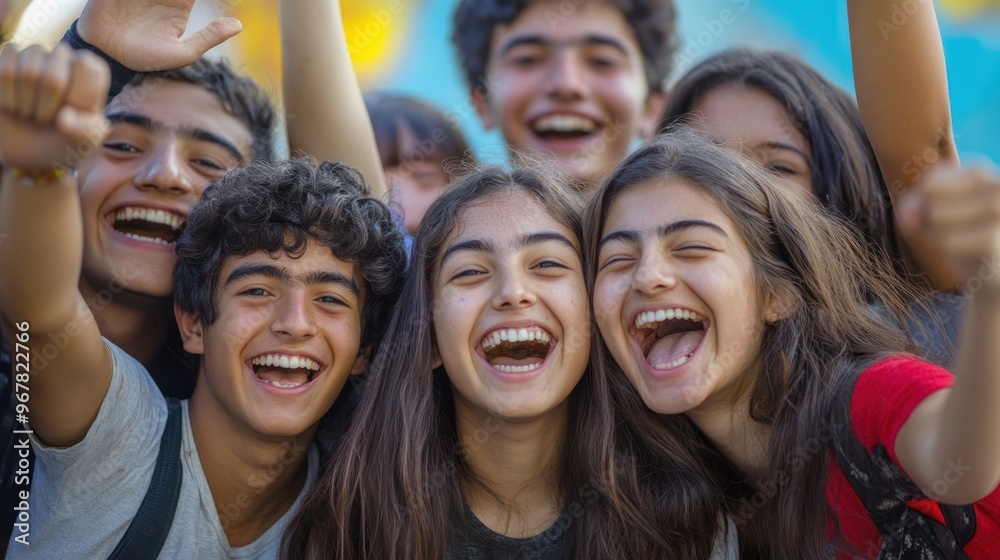 Happy young students walking outdoors Happy young students walking outdoors