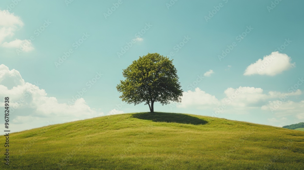 Obraz premium green hill in summer landscape