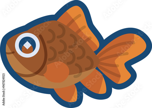 かわいい金魚（茶金）のイラスト
