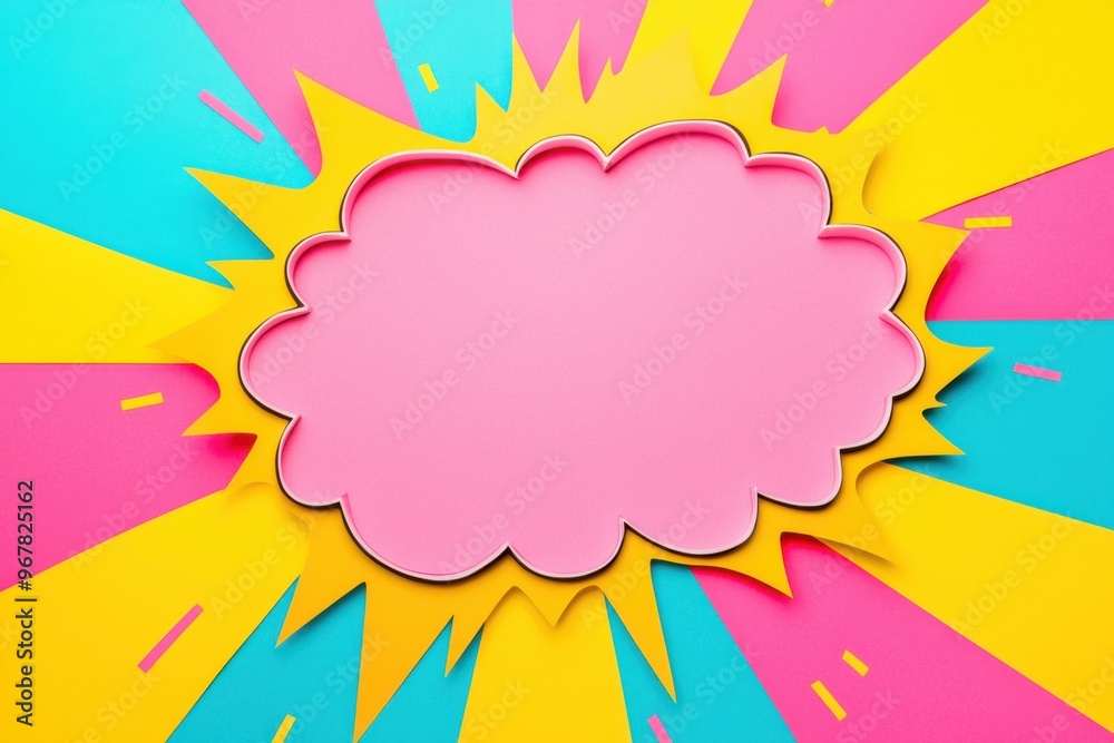 Colorful speech bubble on a vibrant background, perfect for creative designs and playful communication. Colorful speech bubble on a vibrant background, perfect for creative designs and playful communication.