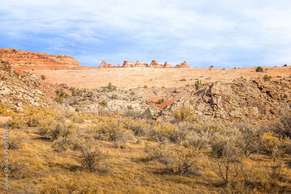 The Delicate Arch section in the Arches National Park on a stormy day, Utah USA The Delicate Arch section in the Arches National Park on a stormy day, Utah USA