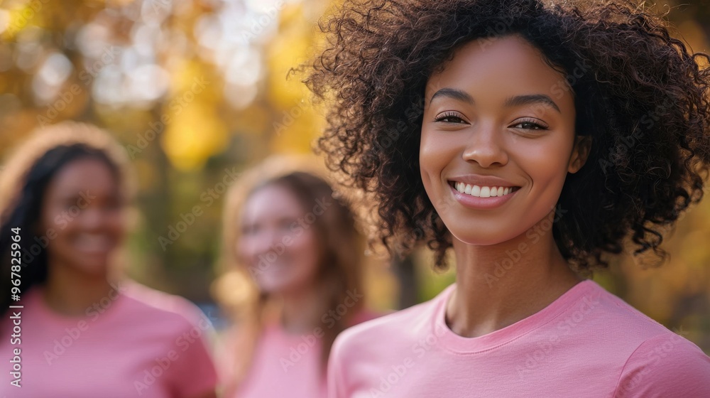 Young Women Smiling at Cancer Awareness Event Young Women Smiling at Cancer Awareness Event