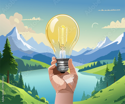 Innovation and energy concept of hand hold a light bulb