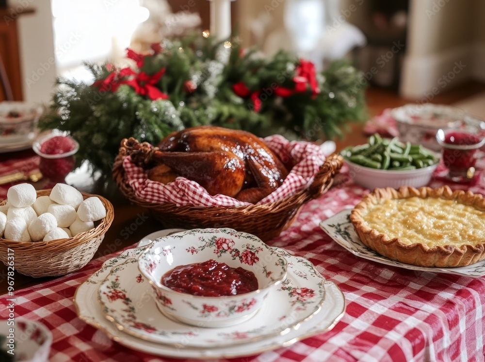 Delicious Thanksgiving Feast with Traditional Turkey and Holiday food item Delicious Thanksgiving Feast with Traditional Turkey and Holiday food item