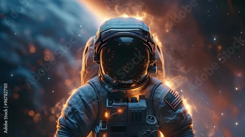 a close up of an astronaut in space, Generative AI