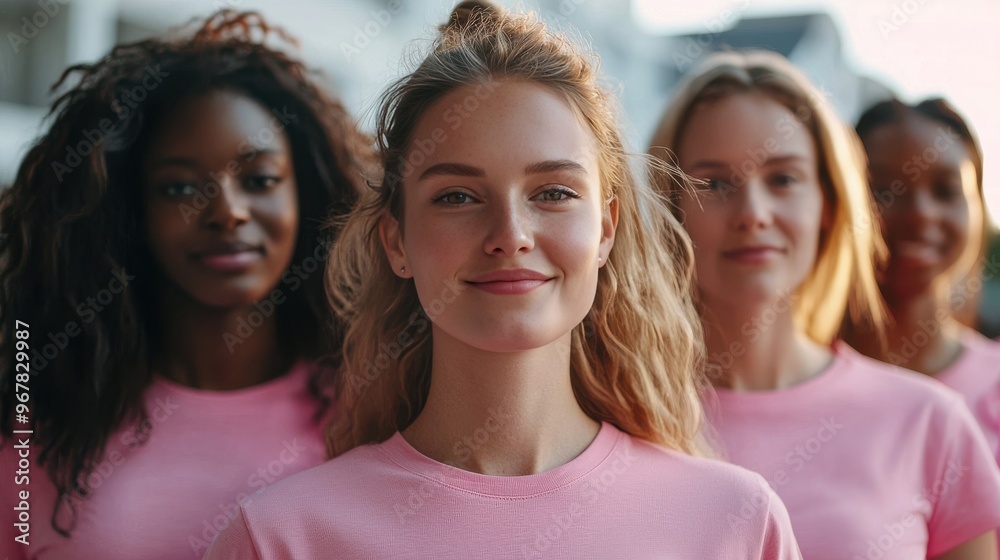 Fototapeta premium Confident Women in Pink Showing Empowerment