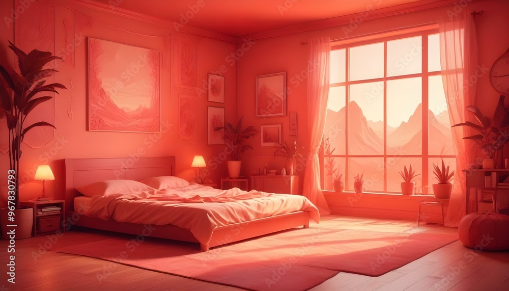 Photo interior modern design room 3d illustration;