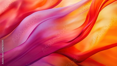 Vibrant flowing fabric in shades of pink, purple, and orange, evoking movement and elegance.