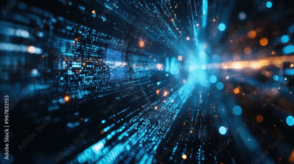 Image showing cosmic future technology. Blue theme. Close-up view. Depth of field effect The blur of the background, the light colors, the feeling of modern technology. Image showing cosmic future technology. Blue theme. Close-up view. Depth of field effect The blur of the background, the light colors, the feeling of modern technology.
