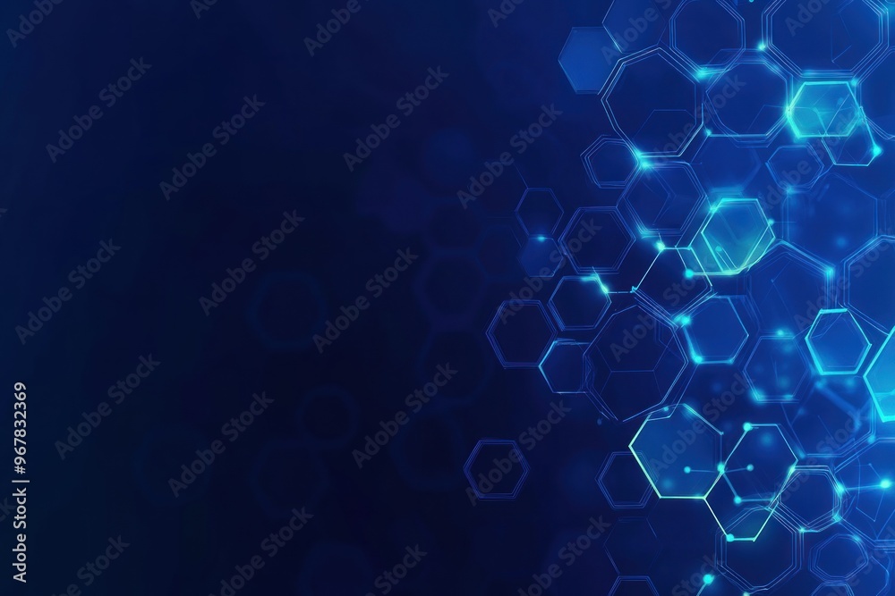 Abstract Blue Hexagon Pattern with Glowing Lights Abstract Blue Hexagon Pattern with Glowing Lights