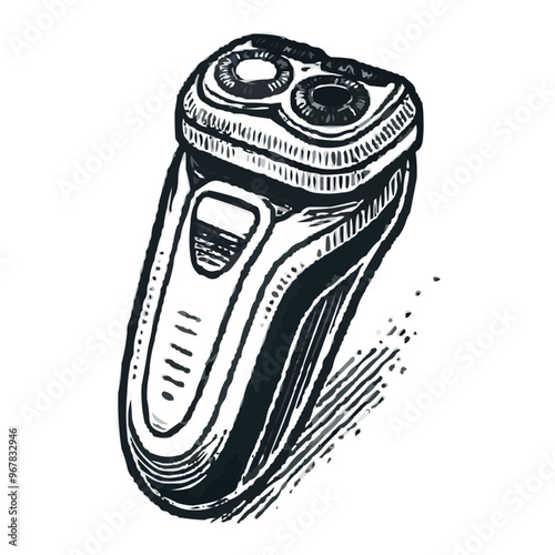 An electric shaver, drawn with a black line and no background. Barbershop