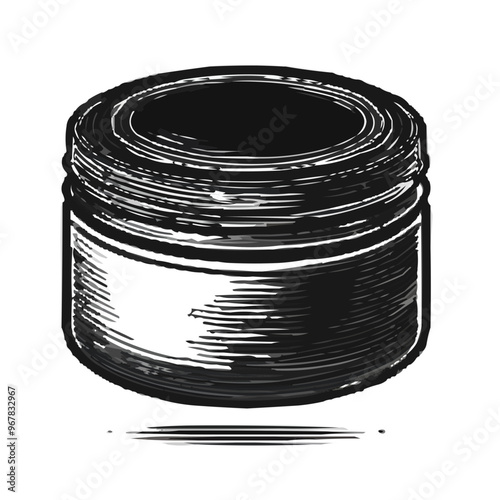 A hair gel or pomade jar, drawn with a black line and no background. Barbershop