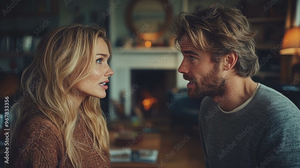 Naklejka premium Stressful Confrontation: A Couple's Heated Argument