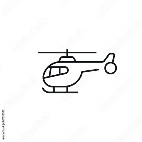 Helicopter linear icon. Line customizable illustration. Contour symbol. Vector isolated outline drawing. Editable stroke