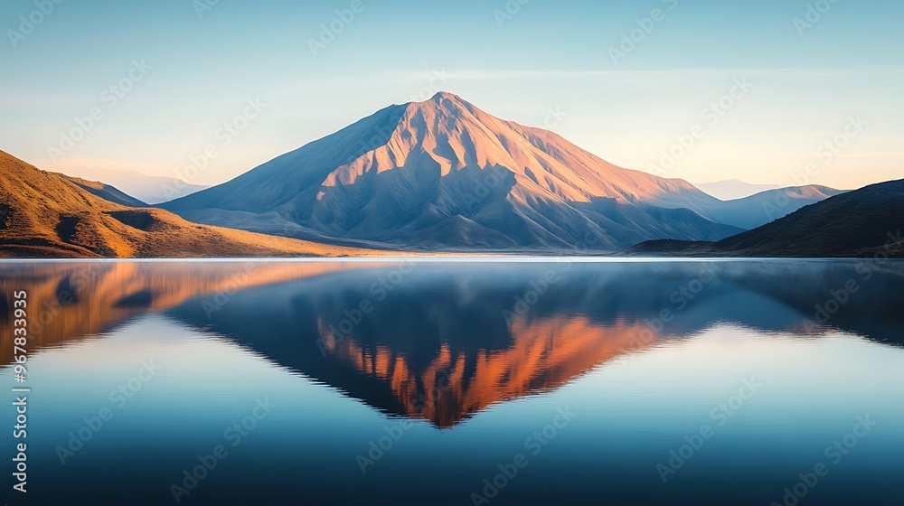 Fototapeta premium Volcano Reflection in a Calm Lake