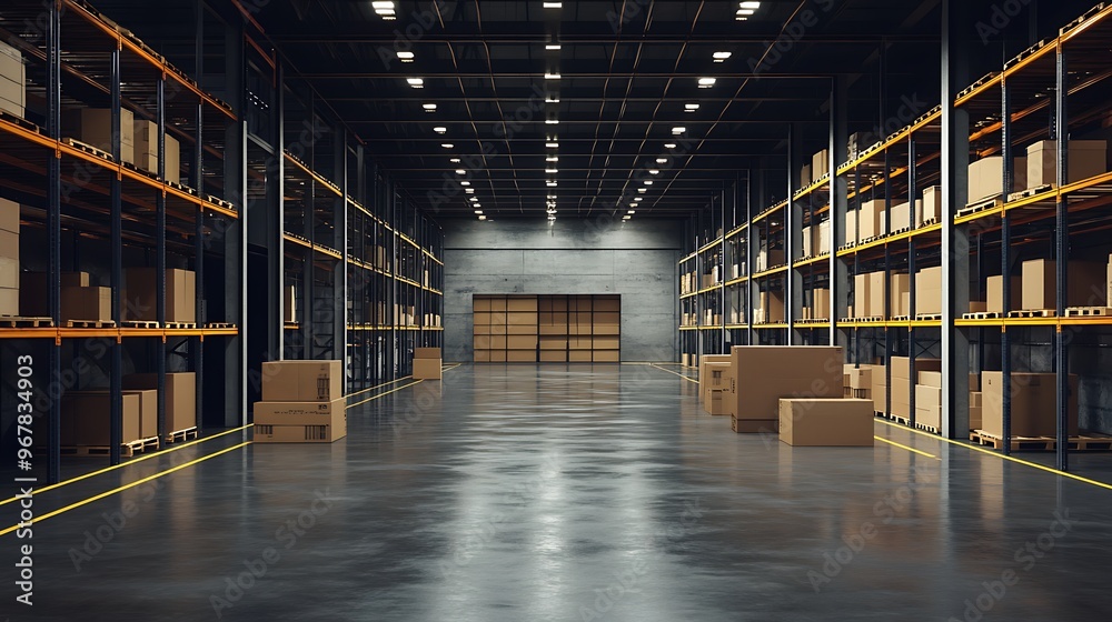 custom made wallpaper toronto digitalEmpty Warehouse Interior with Boxed Products and Skylight