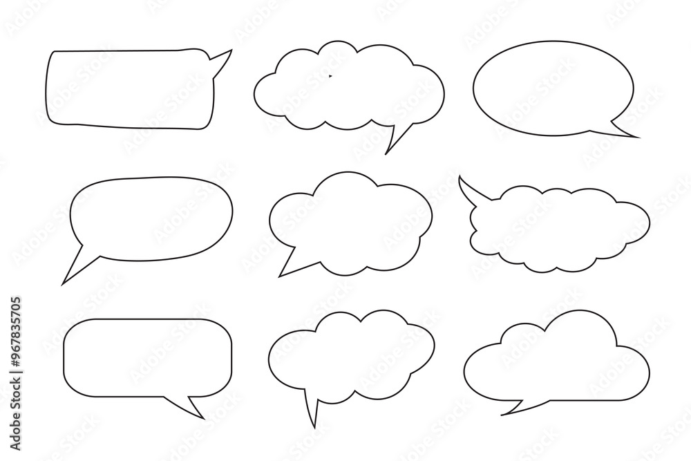 Speech bubble line art icon set to communication geometric graphic element. Speech bubble line art icon set to communication geometric graphic element.
