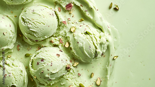 Pistachio ice-cream scoops pattern photo