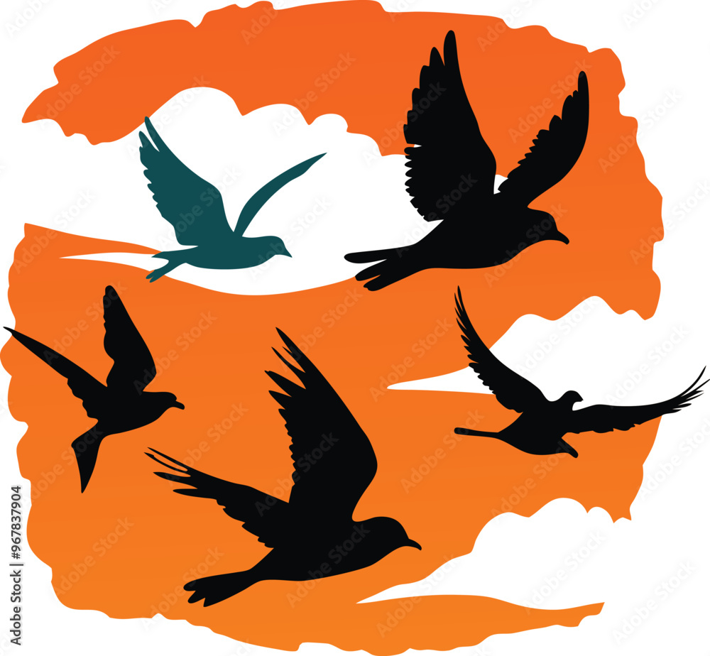 Obraz premium silhouettes of birds