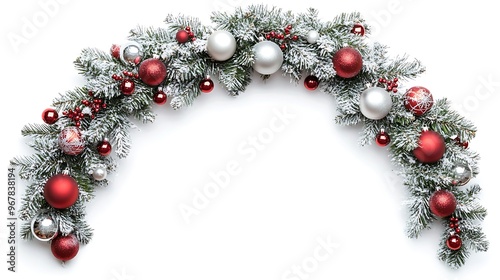 Christmas Garland with Red and Silver Ornaments
