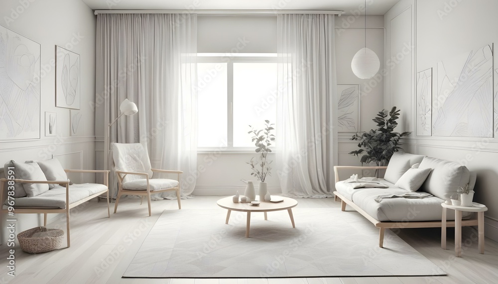 Photo interior modern design room 3d illustration; Photo interior modern design room 3d illustration;