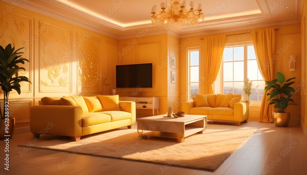 Fototapeta premium Photo interior modern design room 3d illustration;