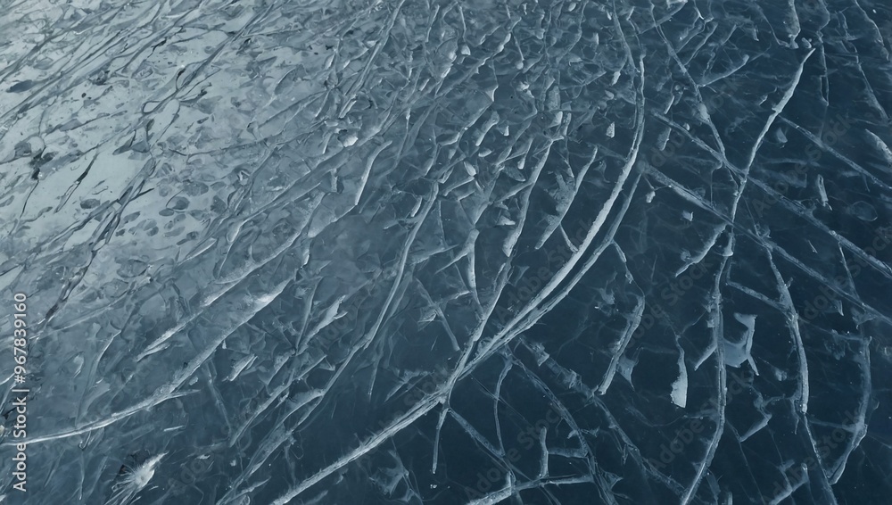 A top-down view of a scratched and snowy ice rink surface, with an abstract, frosty texture. A top-down view of a scratched and snowy ice rink surface, with an abstract, frosty texture.