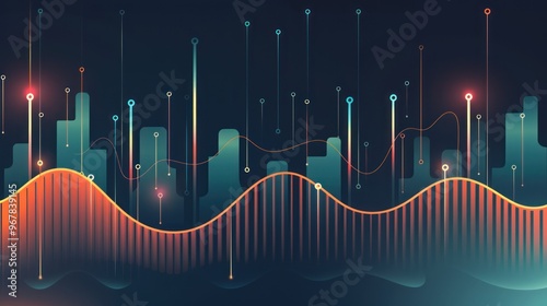 Abstract Data Visualization with Glowing Lines and Curves