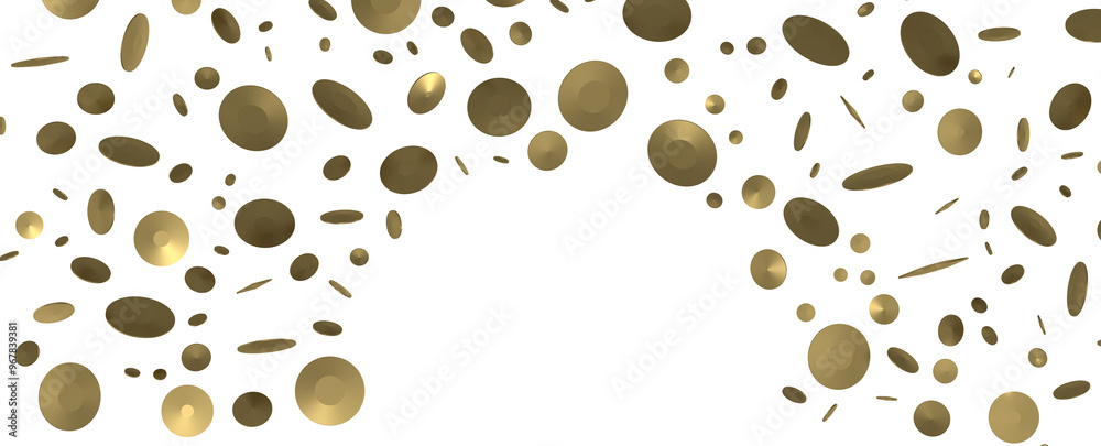 Fototapeta premium Golden confetti falling down isolated on transparent background.