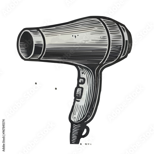 A blow dryer, drawn with a black line and no background. Barbershop