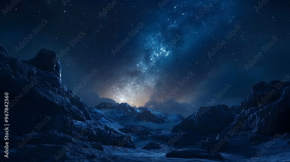Beautiful view of Night Sky Over Mountains Beautiful view of Night Sky Over Mountains