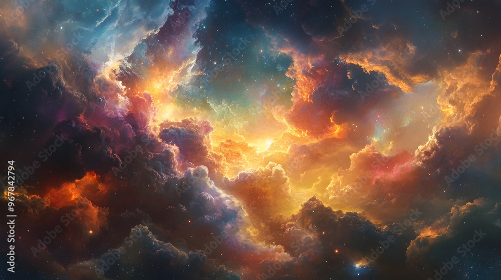 Obraz premium Cosmic Cloudscape A Celestial Symphony of Color and Light
