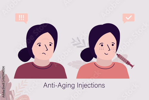 Syringe for injecting filler to face skin of woman. Plastic, aesthetic cosmetology beauty treatment concept. cosmetic procedure of injection anti-wrinkle. Anti aging injections.