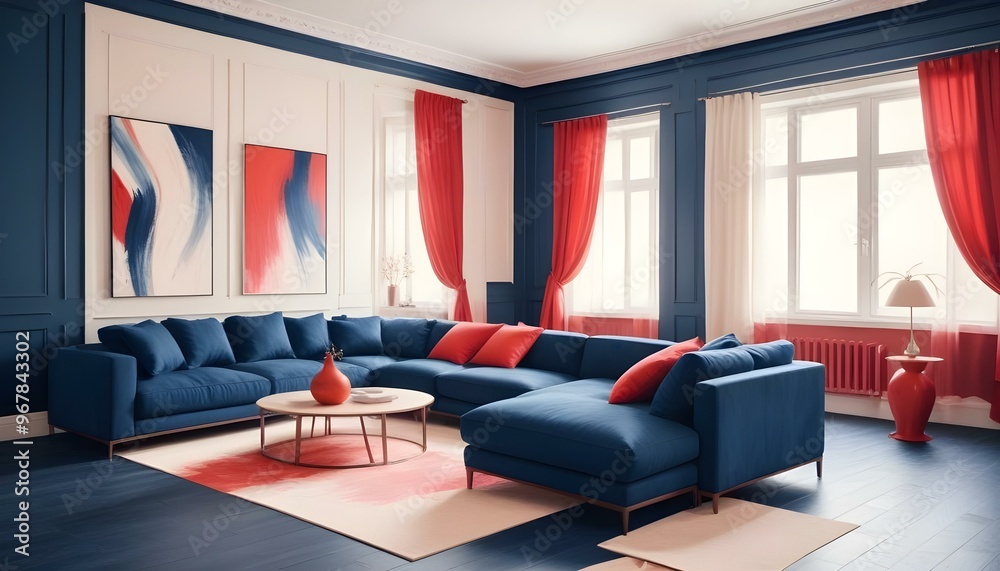 Photo interior modern design room 3d illustration;