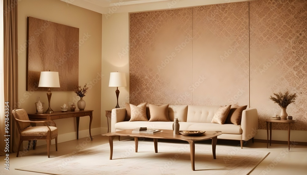 Fototapeta premium Photo interior modern design room 3d illustration;