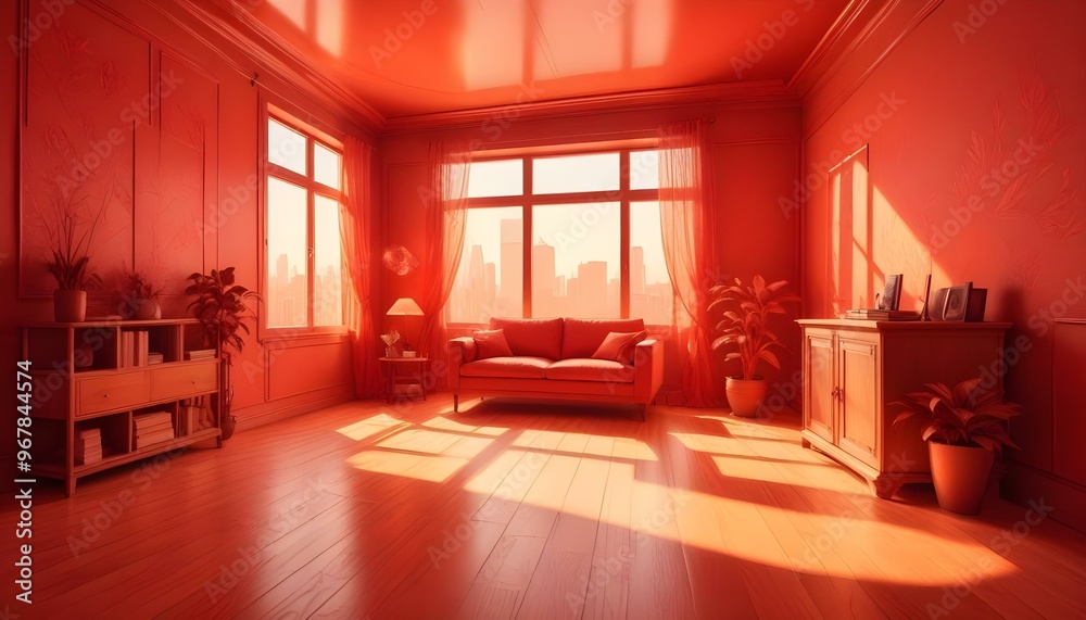 Photo interior modern design room 3d illustration; Photo interior modern design room 3d illustration;