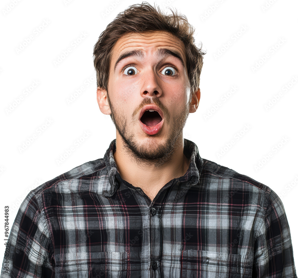 Surprised Young Man with Open Mouth and Wide Eyes Surprised Young Man with Open Mouth and Wide Eyes