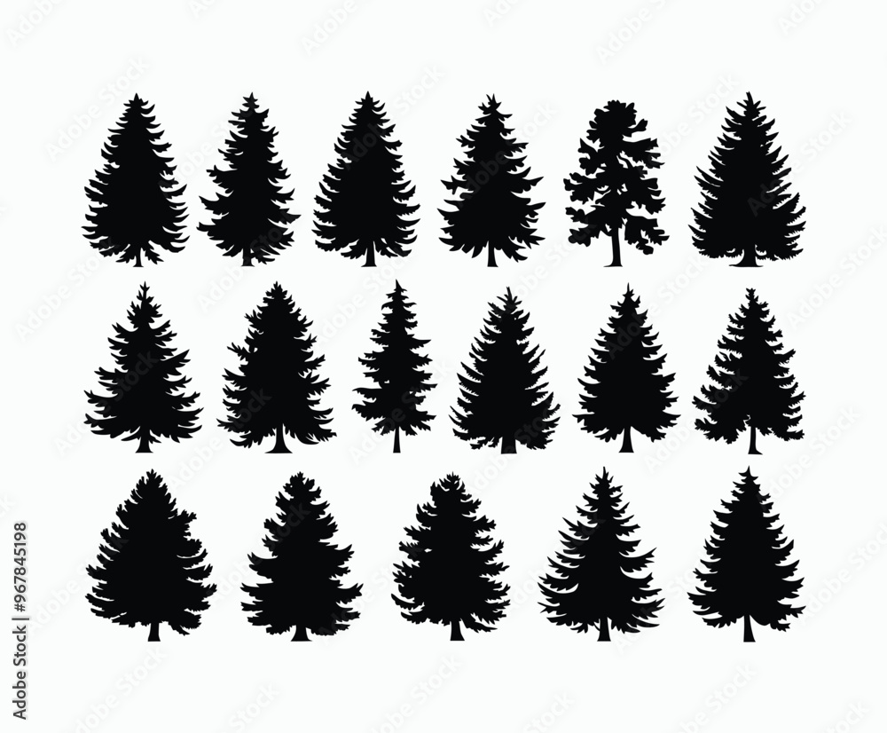 Fototapeta premium Pine trees silhouette EPS vector file illustration template