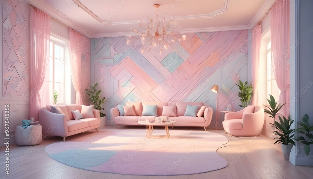 Photo interior modern design room 3d illustration; Photo interior modern design room 3d illustration;