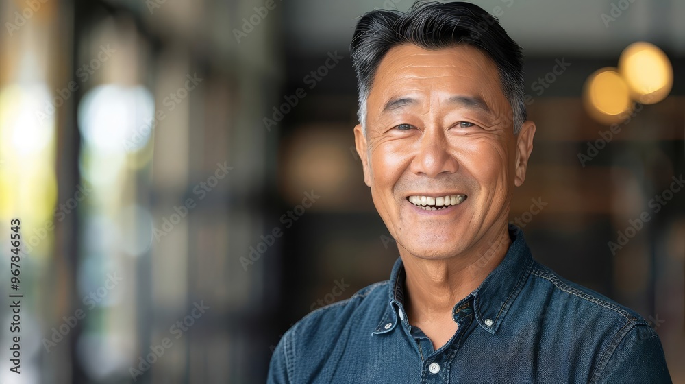 Portrait of a smiling, mature Asian man, exuding confidence and wisdom with copy space Portrait of a smiling, mature Asian man, exuding confidence and wisdom with copy space
