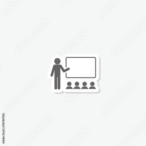 Training, presentation icon sticker isolated on gray background