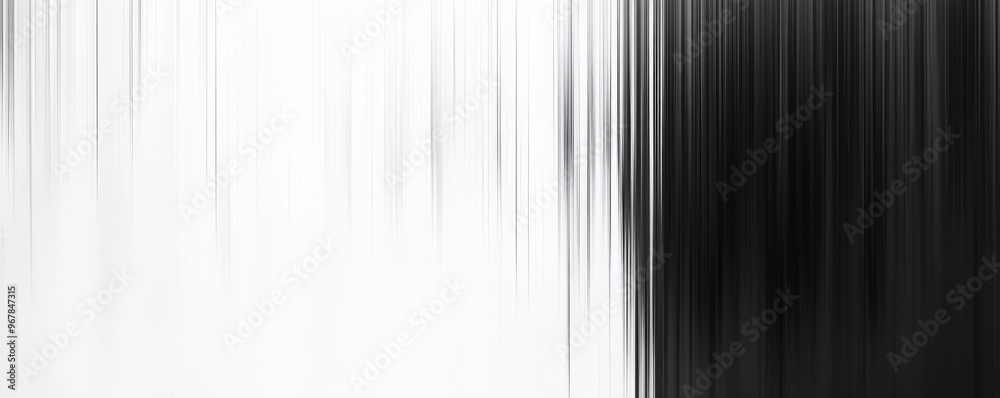 Obraz premium Vertical gradient stripes in black and white, with sharp contrast between the dark and light tones, featuring a smooth, reflective finish.