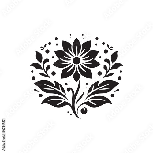 flower silhouette Vector with white solid background