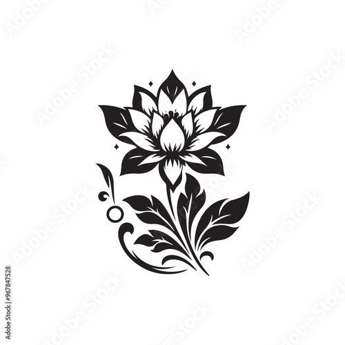 flower silhouette Vector with white solid background
